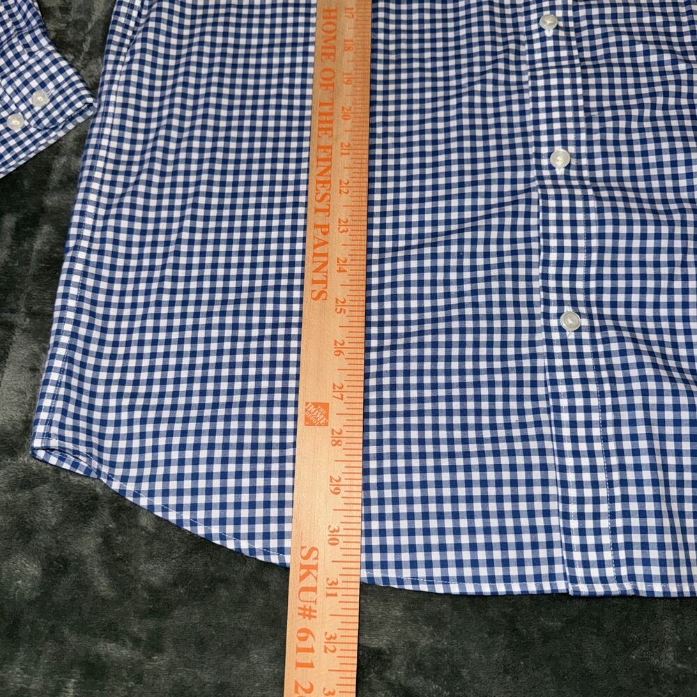 L.L. Bean Shirt Men's Medium Blue White Gingham Cotton Long Sleeve Button-Down - Picture 5 of 7
